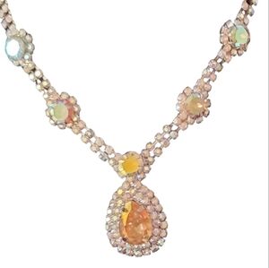 Clear Glass Rhinestone Choker Necklace 6"